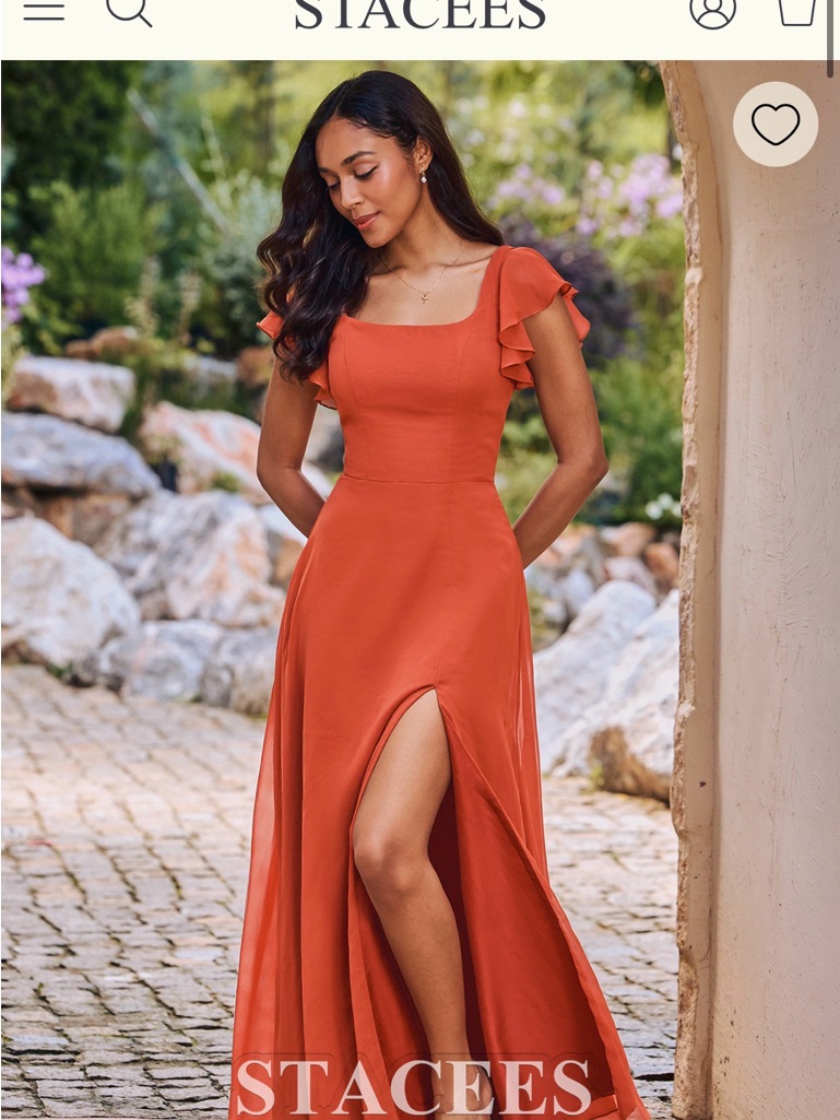 Elegant Burnt Orange Maxi Dress With Flutter Sleeves - Bridesmaid Dress